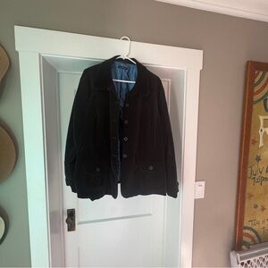 Lands' End Black Velvet Feel Blazer with Blue Polka Dot Lining Size tag removed